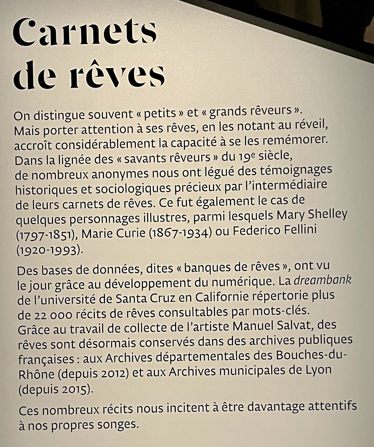 Les carnets de rêves