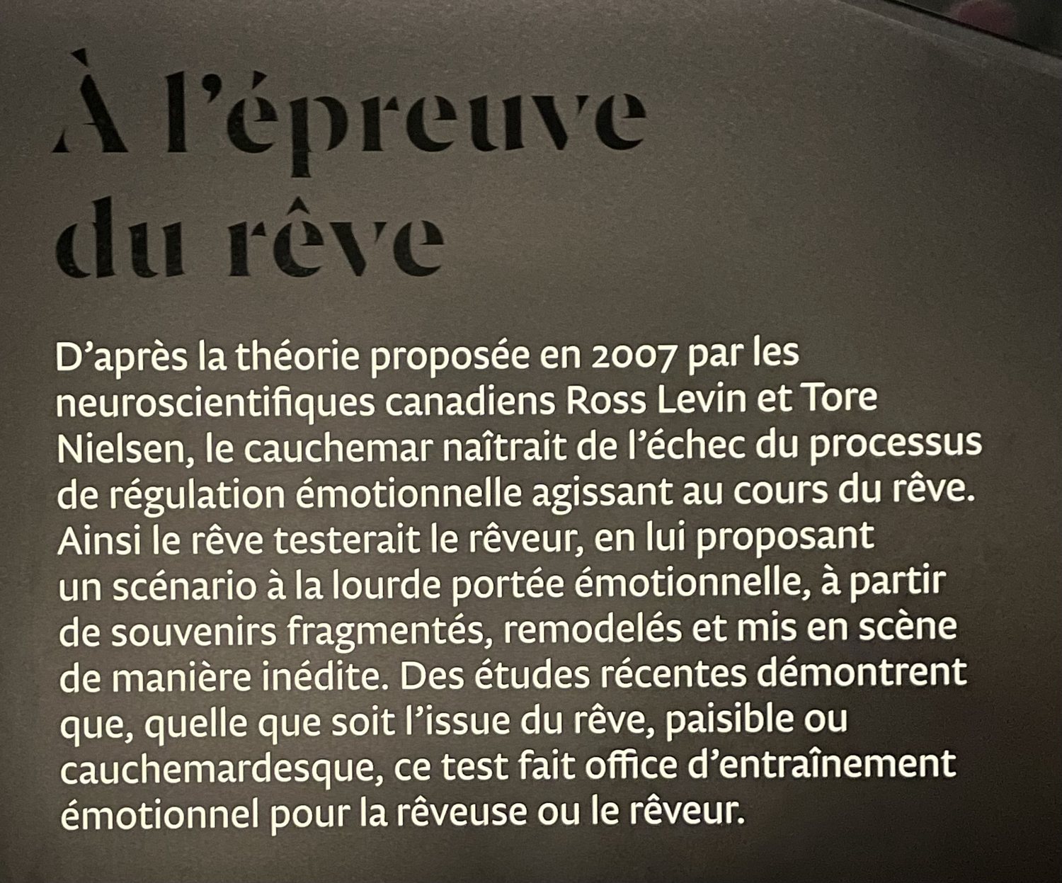 À l'épreuve du rêve