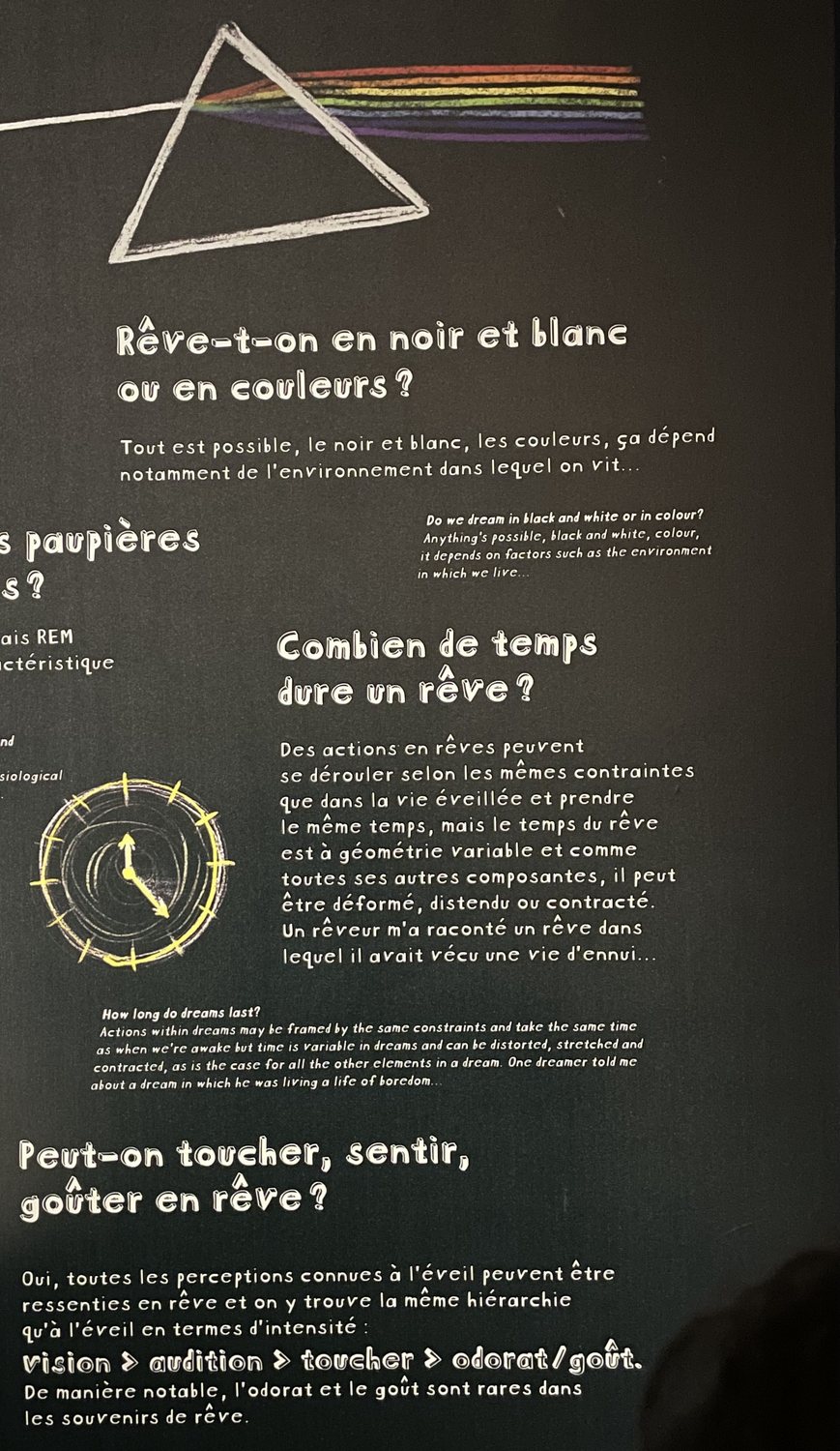 Couleurs, durée, sensations du rêve