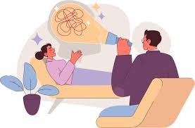 Illustration : une séance de psychanalyse, le patient allongé sur le divan